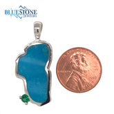 Extra Large Sterling Silver Lake Tahoe Pendant with Turquoise and a Sy